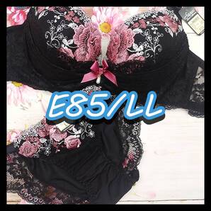 E85021-P E85/LL【新品 インナー レディース ブラ・ショーツセット E85カップ LLサイズ ブラック・ピンク】
