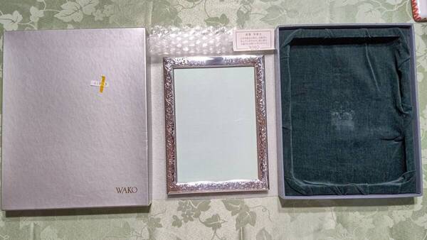 618-3 銀座和光 WAKO 銀製 SILVER 970 フォトフレーム(外枠20×15内枠16.6×12㎝)美品 元箱入り