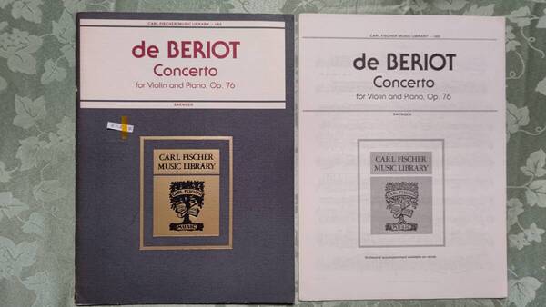 626-4 輸入洋書楽譜 パート譜付き ピアノ伴奏バイオリン楽譜 de BERIOT ベリオ バイオリン協奏曲 第7番 Op.76 CARL FISCHER,Inc.
