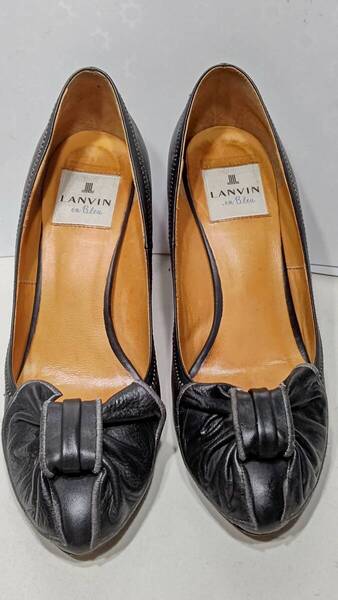 622-5 ランバン オンブルー LANVIN en Bleu サイズ 23 パンプス リボン 日本製 レディース ブラック系
