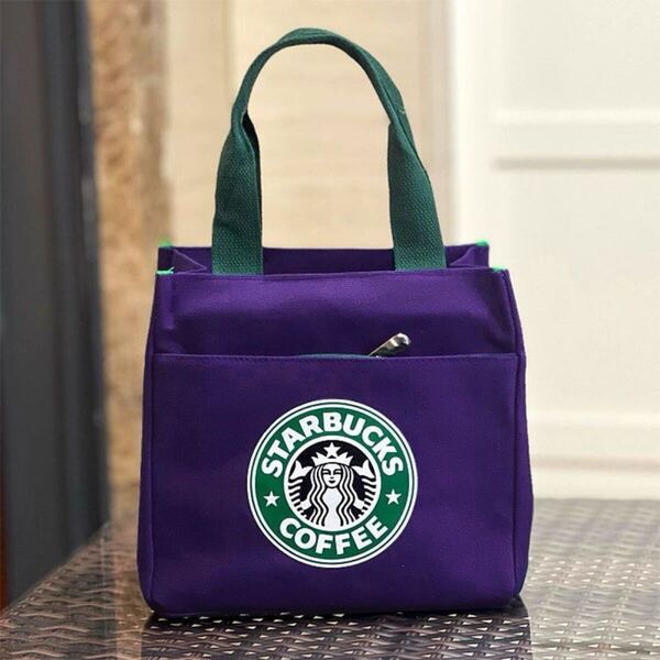 【スターバックス海外限定】スタバ トートバック ハンドバッグ小物入れ 弁当バッグ スタババッグ スターバックス パープル