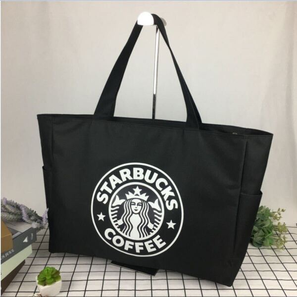 【海外限定】スタバ トートバック ハンドバッグ小物入れ ブラック スタババッグ スターバックス 超大容量トートバッグ