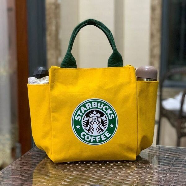 【スターバックス海外限定】スタバ トートバック ハンドバッグ小物入れ 黄色