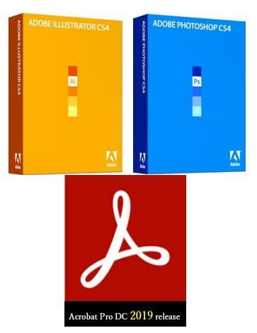 Adobe CS4 Illustrator / Photoshop / Acrobat pro DC 2019 永続版 for windows 日本語シリアルキー有り