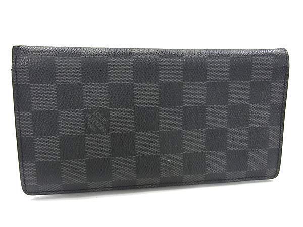 本物☆LOUIS VUITTON ルイヴィトン N62665 ダミエグラフィット ポルトフォイユ ブラザ 二つ折り 長財布 ウォレット ブラック系☆匿名発送