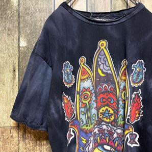 《人気デザイン》sure 黒☆Tシャツ M ハンドオブファティマ タイダイ柄 デカロゴ ビッグロゴ ビッグプリント ブラック h1186-2