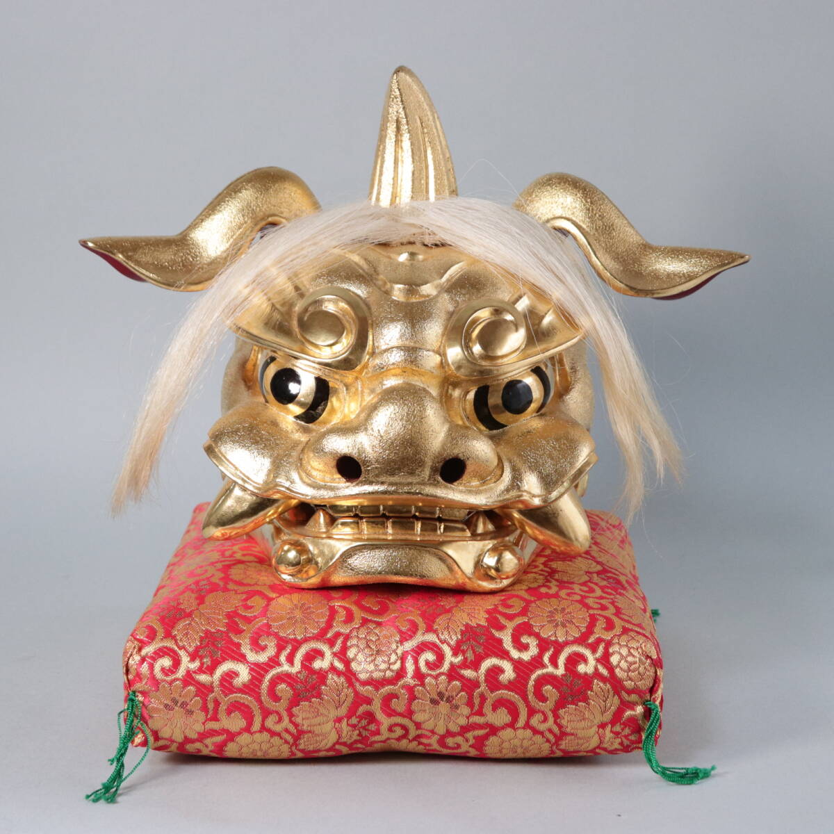 希少品 獅子舞 獅子頭 木彫 金彩 珍品