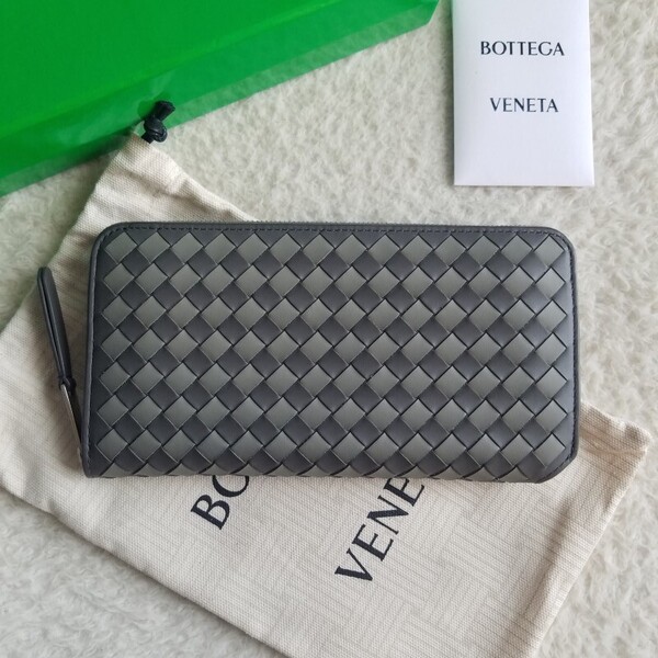 新品 BOTTEGA VENETA ボッテガヴェネタ イントレチャート ピッコロ ジップ アラウンド ウォレット 長財布 ラピリ/ドリズル 814680V5I411361