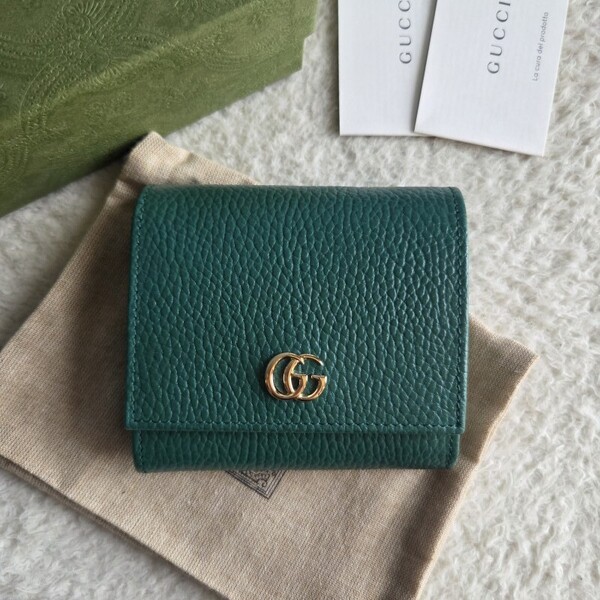 新品 GUCCI グッチ ダブルG バイカラー ミディアム ウォレット 2つ折り財布 グリーン/ペールグリーン 598587 CAO2G 3146