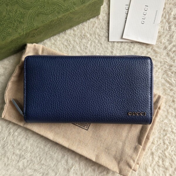 新品 GUCCI グッチ ロゴ ジップ アラウンド ウォレット 長財布 ブルー 771154 AABXM 4236 国内完売