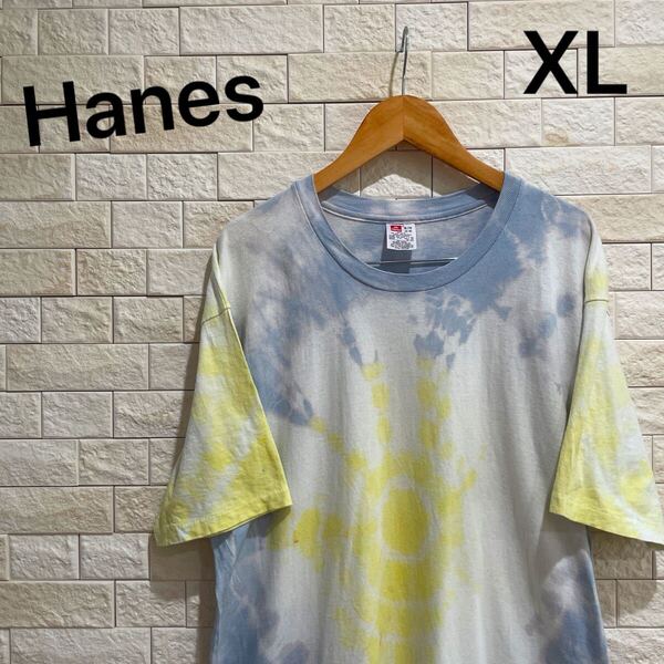 Hanes ヘインズ 海外古着 タイダイ柄 タイダイTシャツ 大きめ サイズXL 送料無料 即決