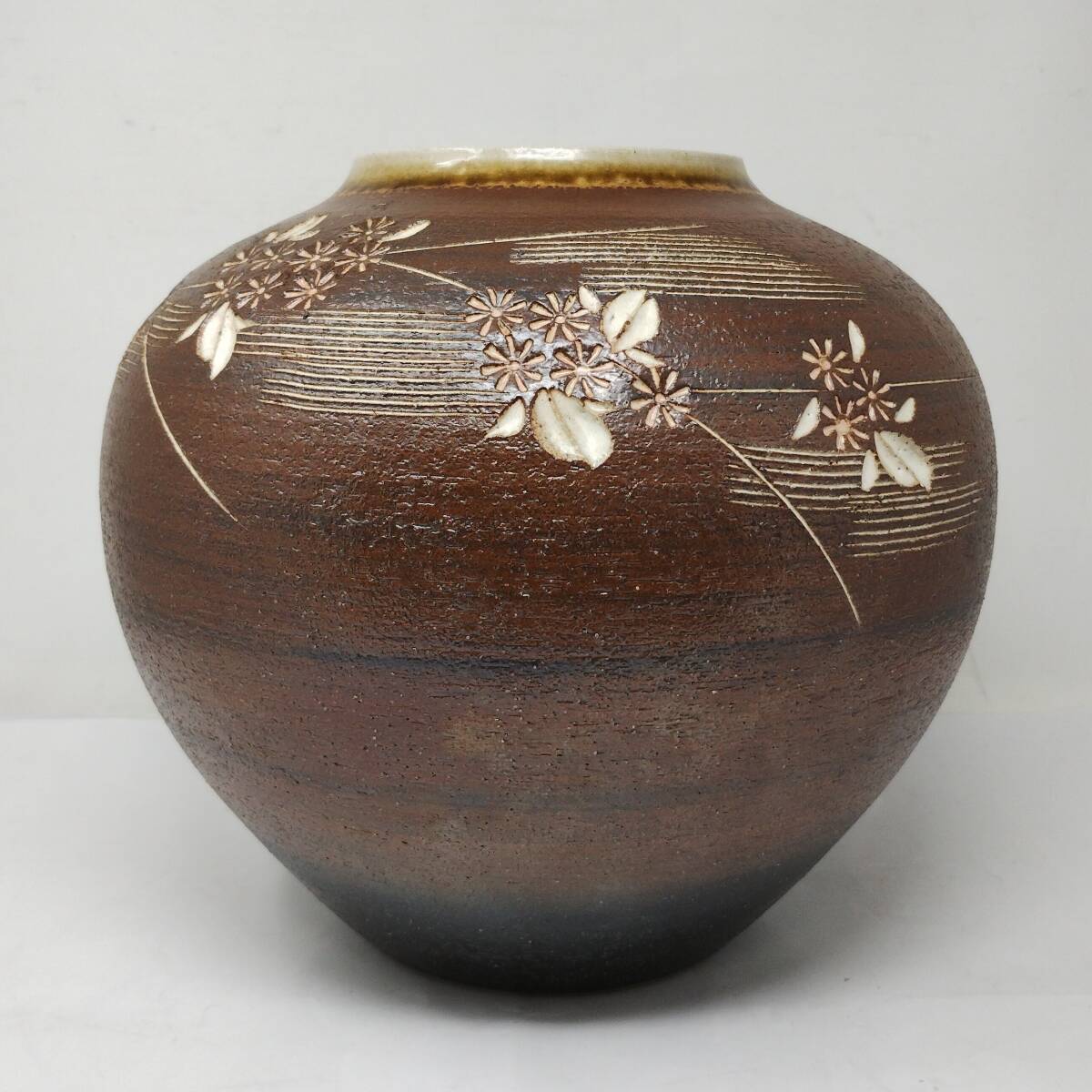 信楽焼 三彩作 花瓶 木箱付き 専用木製板付き 日本伝統工芸 希少