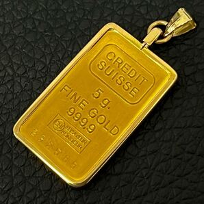 総重量 約6.1g IG インゴット 999.9 CREDIT SUISSE 純金 枠 K18 インゴットペンダント ペンダントトップ クレディ 18金 24金 (B061686)