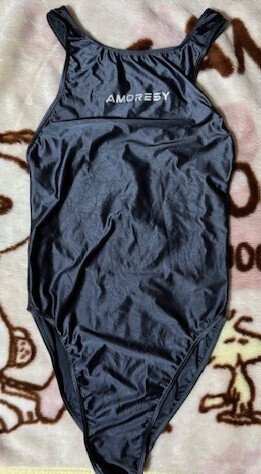 AMORESY アモレシー 競泳水着 コスチューム 光沢 レオタード ワンピーススイムスーツ グレー 2XL