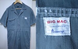 60s BIG MAC ビッグマック ヘリンボーン 半袖 つなぎ 42 PENNEYS オールインワン ヴィンテージ L XL HBT