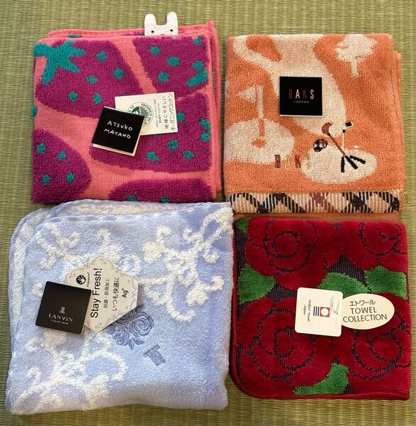 未使用 タグ付 ハンドタオル ハンカチ ATSUKO MATANO オーガニックコットン LANVIN 抗菌 防臭 エトワール 今治タオル DAKS 4枚 セット