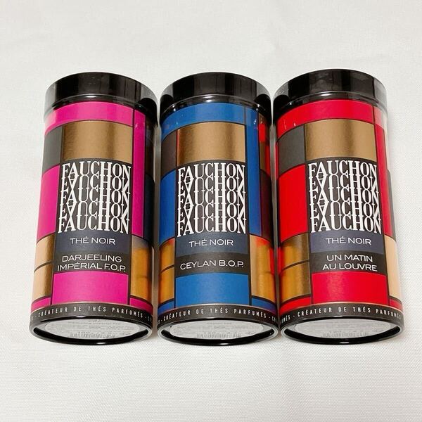 ◆送料込 即決◆ フォション FAUCHON 紅茶 3缶セット マタン・オ・ルーブル セイロンB.O.P. ダージリンF.O.P. リーフティー 茶葉