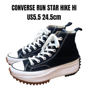 CONVERSE RUN STAR HIKE HI 韓国コンバース ランスター 24.5cm ブラック レディーススニーカー 厚底スニーカー ハイカットスニーカー
