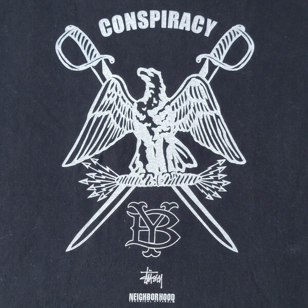 即完売 30周年記念 アニバーサリー 日本製 STUSSY ステューシー CONSPIRACY ネイバーフッド NEIGHBORHOOD 黒 Tシャツ L カットソー 半袖
