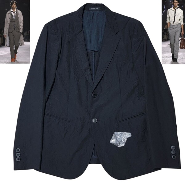 【 ほぼ未使用 】トレンド回帰 シワ加工 イタリア製 EMPORIO ARMANI エンポリオアルマーニ JOHNNY LINE テーラードジャケット 52 黒