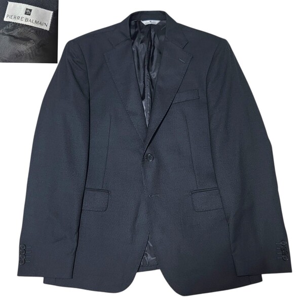 【 ほぼ未使用 】イタリア製 ピエールバルマン Pierre Balmain ウールカノコ生地 テーラードジャケット 通年モデル 黒 L