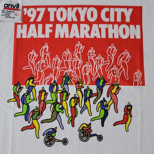 未使用 90S USA製 アンビル anvilボディ TOKYO CITY HALF MARATHON 1997東京シティハーフマラソン Tシャツ L 半袖 シングルステッチ