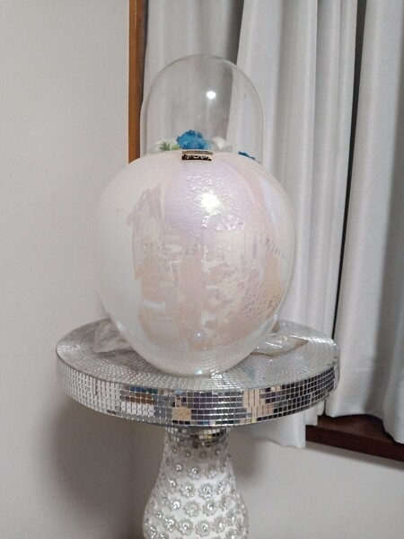 美品☆クラタガラス オーロラ仕上げ 花瓶 ホワイト・ブルー インテリア フラワーベース 花器