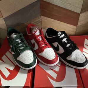 国内正規品 新品未使用 NIKE DUNK LOW RETRO BLACK PANDA SP university red green 26.5cm ダンク ロー SB パンダ ホワイト ブラック 赤 黒