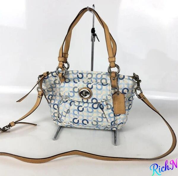 COACH コーチ 2way シグネチャー ショルダーバッグ 水色 ブランド 正規品 人気 大人 お洒落 シンプル シック 上品 高級 お買い得