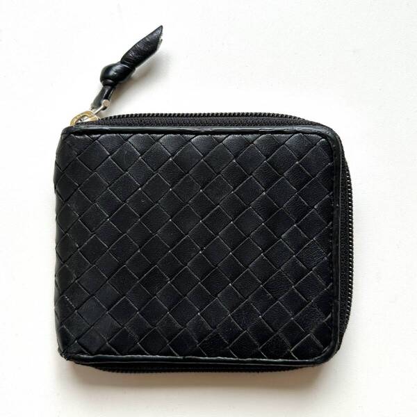 ボッテガヴェネタ BOTTEGA VENETA 二つ折り財布 ラウンドファスナー イントレチャート ブラック