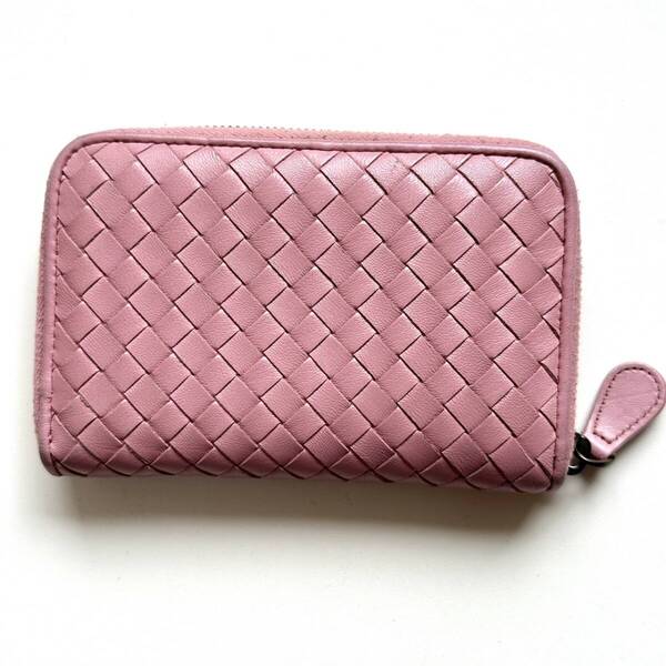 ボッテガヴェネタ BOTTEGA VENETA 二つ折り財布 イントレチャート ピンク