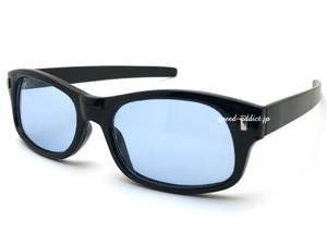 STRAIGHT TEMPLE BIKER SHADE BLACK × LIGHT BLUE/バイカーシェードライトブルー水色レンズ青バイク用サングラス眼鏡めがねメガネ