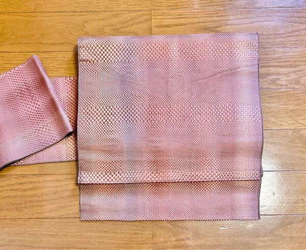 つけ帯 八寸名古屋帯 博多織 正絹 中古 ピンク yzk458