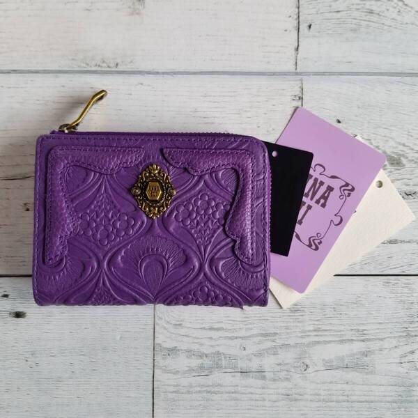 ノヴァ【送料無料・匿名配送】◆新品◆ANNA SUI アナスイ◆本革 パープル ミニ財布 小銭入れ マルチケース パスケース L字ファスナー