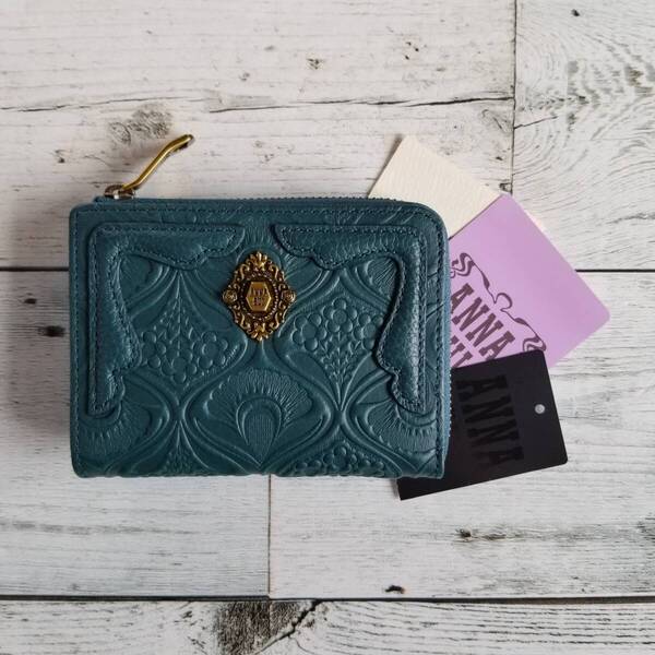 ノヴァ【送料無料・匿名配送】◆新品◆ANNA SUI アナスイ◆本革 グリーン ミニ財布 小銭入れ マルチケース パスケース L字ファスナー