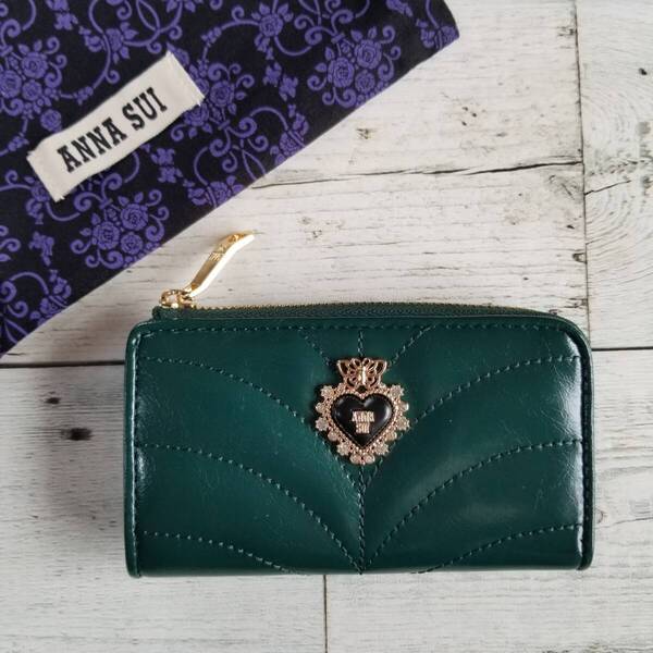 ポワロ【送料無料・匿名配送】◆新品◆ANNA SUI アナスイ◆本革 グリーン キーケース 小銭入れ マルチケース カードケース パスケース
