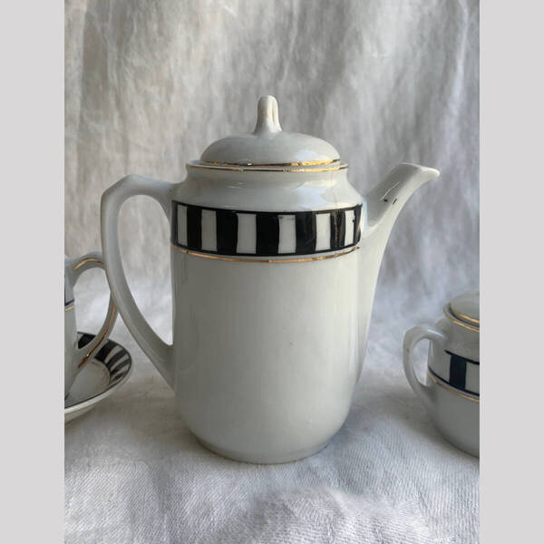 フランス 1900s パリ窯 白磁 ティー ポット 紅茶 ピシェ ピッチャー カップ & ソーサー Limoges リモージュ 磁器 白磁 器 アンティーク