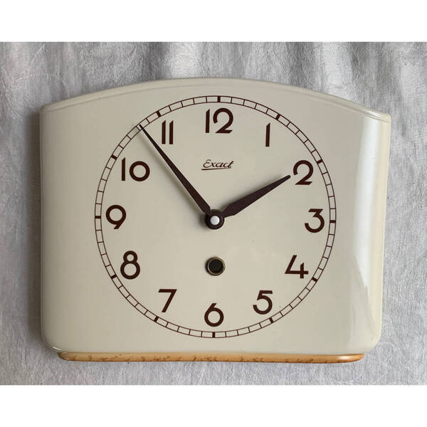 ドイツ 1940-60s Exact 陶器 時計 壁掛け ウォール キッチン クロック ヴィンテージ フランス jaz 北欧 骨董 アンティーク