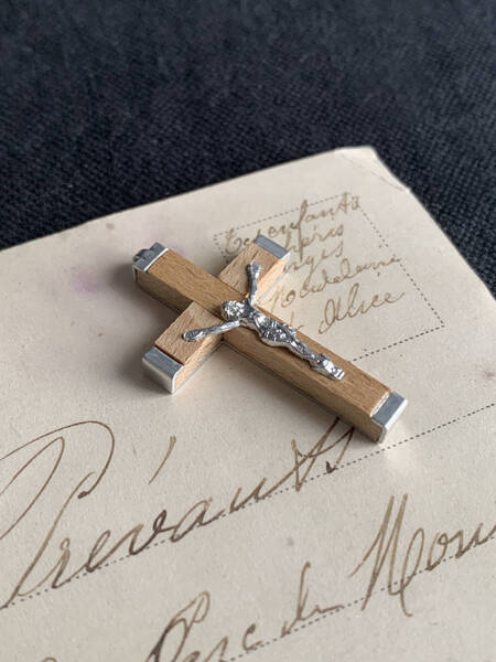 エルサレム 1900-40s デッドストック クロス 十字架 ロザリオ マリア イエス キリスト ペンダント メダイ 聖書 フランス アンティーク