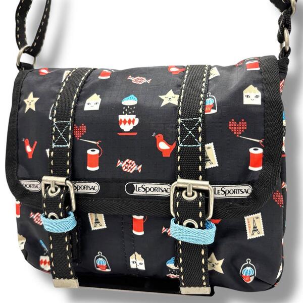 極美品 LESPORTSAC レスポートサック ショルダーバッグ ナイロン 黒