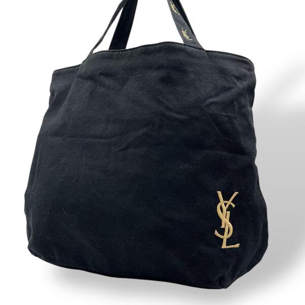 YSL イブサンローラン トートバッグ キャンバス ブラック 黒 大容量