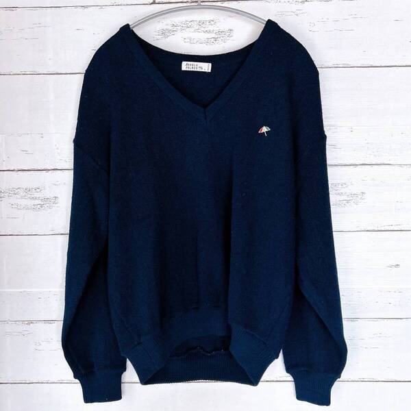 アーノルドパーマー セーター 紺 Vネック サイズL トップス ニット 長袖 傘 制服 スクールウェア ロゴARNOLD PALMER Sweater knit navy L