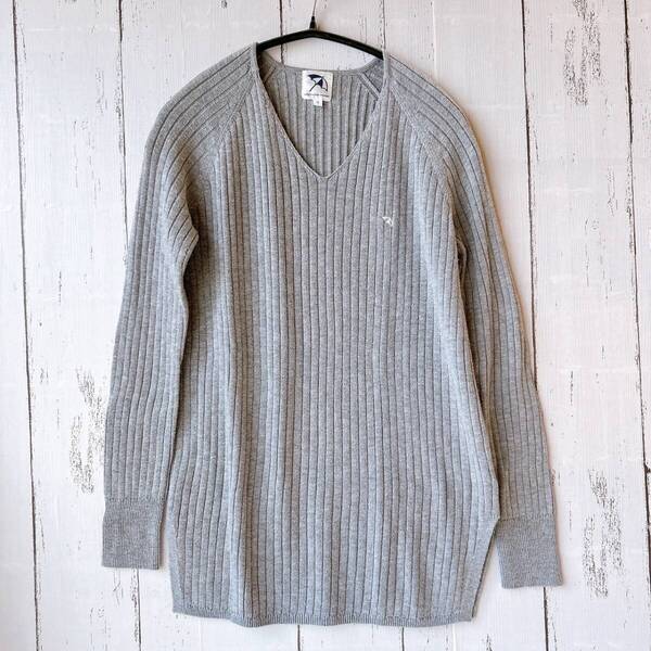 廃盤 アーノルドパーマー カットソー 長袖 Vネック トップス グレー 傘 ロゴ サイズ3:日本L相当 ARNOLD PALMER cut and sewn grey gray
