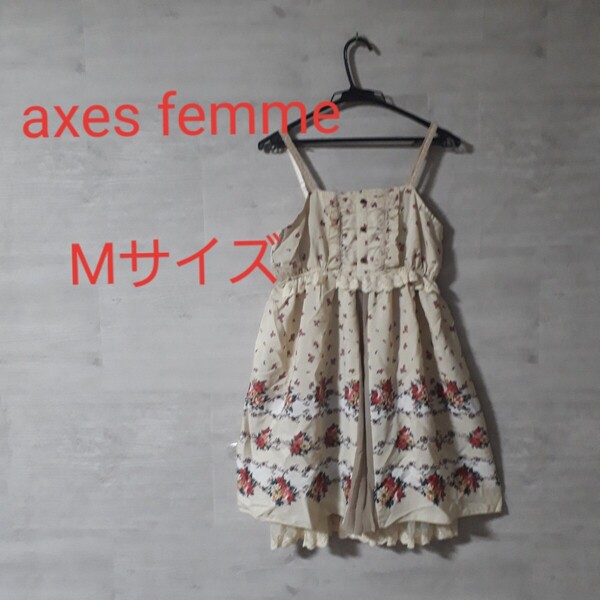 【未使用・M】axes femme フラワー柄 ワンピース レース 花柄ワンピ ノースリーブ キ ャミソールワンピース