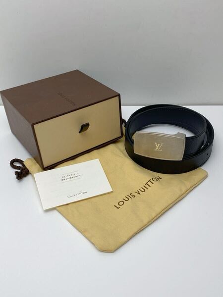 C193 極美品 ルイヴィトン LOUIS VUITTON サンチュール LV カット ベルト 95/38 M9804 タイガ 紳士用ベルト 箱 布袋