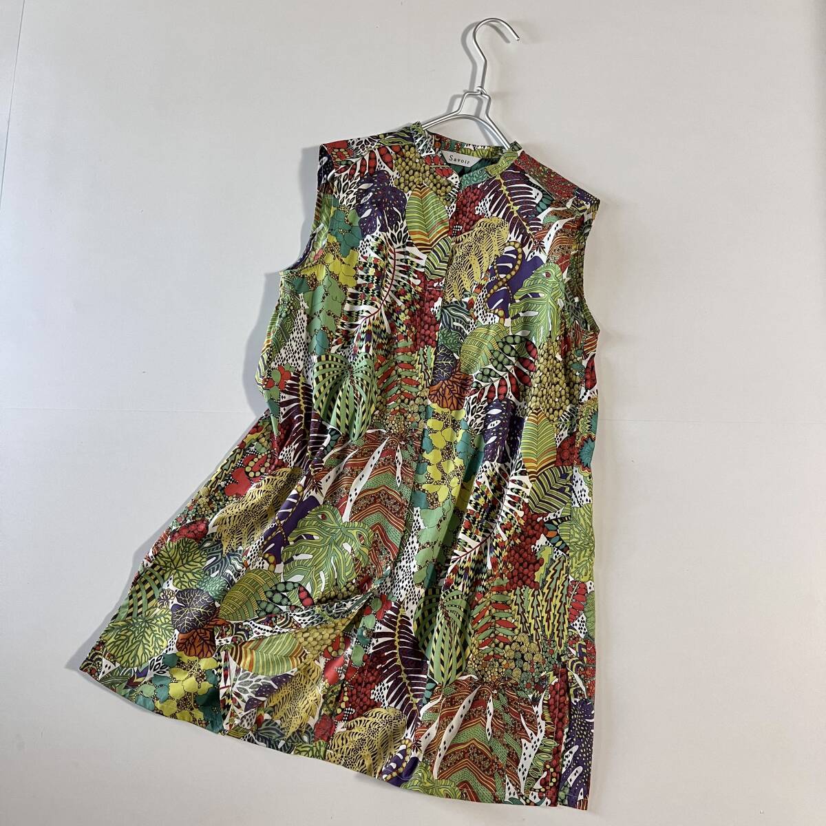 今季購入・定価14,300円★Savoir サヴォア リバティ柄 カットソー M LIBERTYプリント7分袖カットソー(GLORIA FLOWER)(カットソー・T