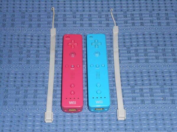 Wiiリモコン2個セット 青(アオ ao ブルー) 桃(モモ pink ピンク) ストラップ付き RVL-003 任天堂 Nintendo