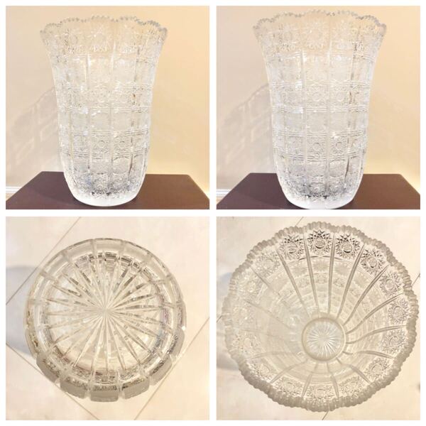 #28 ボヘミア ガラス 花瓶 Bohemia Glass 500PK レトロ ハンドカット クリスタル hand cut Crystal グラス かびん Vase pottery