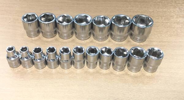TS薄型六角ソケット☆サイズ 6.7.8.9.10.11.12.13.14.15.16.17.18.19.20.21.22.24mm☆18点セット 3/8
