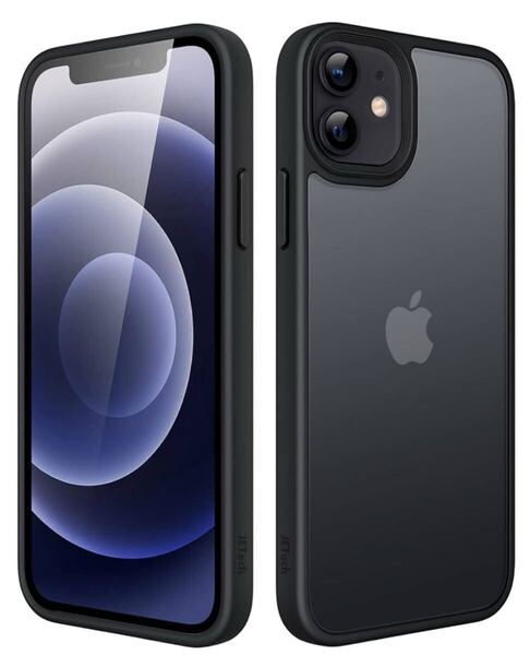 マットケース iPhone 12/12 Pro 6.1インチ 耐衝撃性ミリタリーグレードの落下防止 つや消しの半透明の背面電話カバー 指紋防止 ブラック